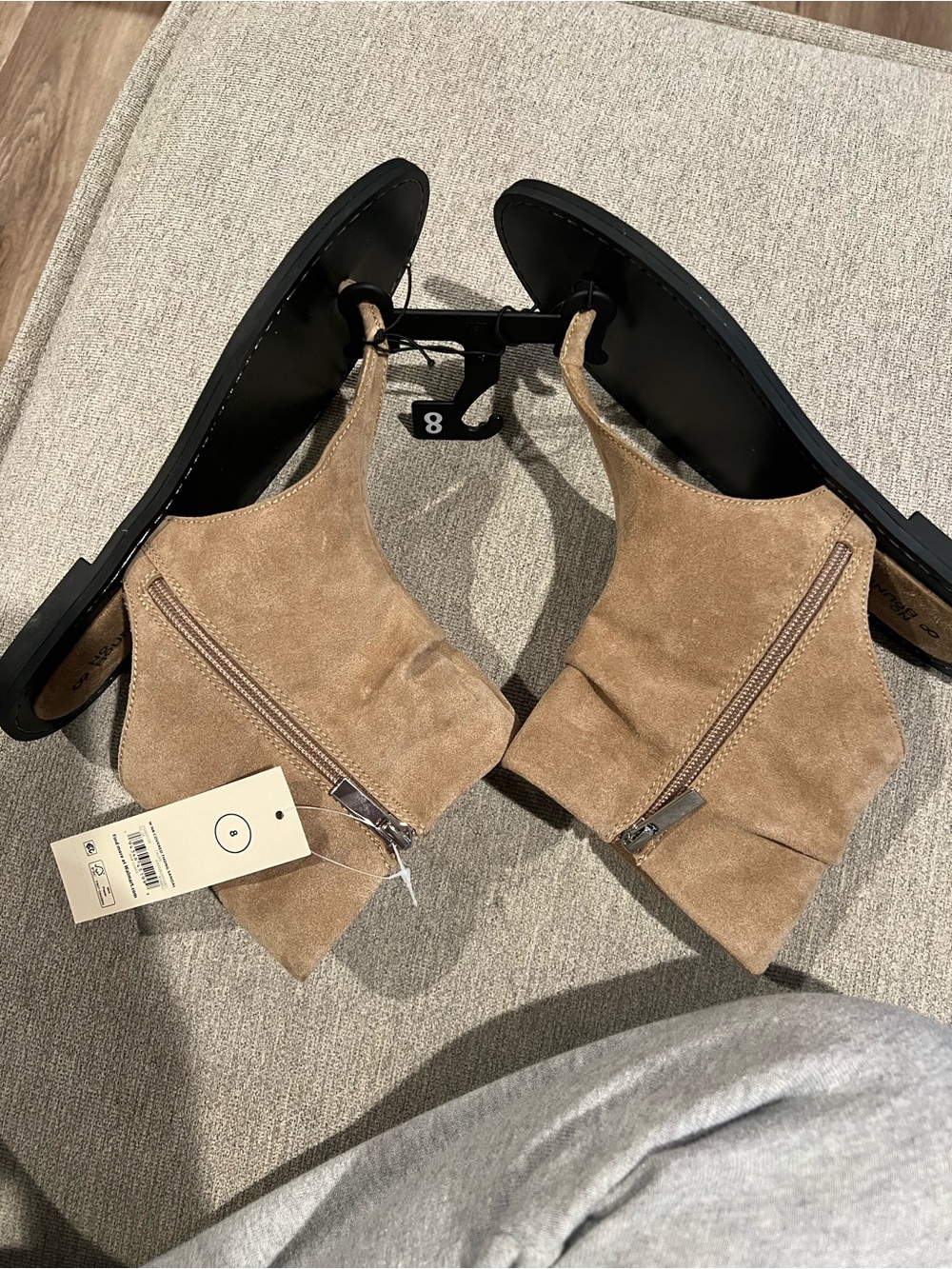No Boundaries Tan Suede Thong Sandal Boots - Picture 2 of 7